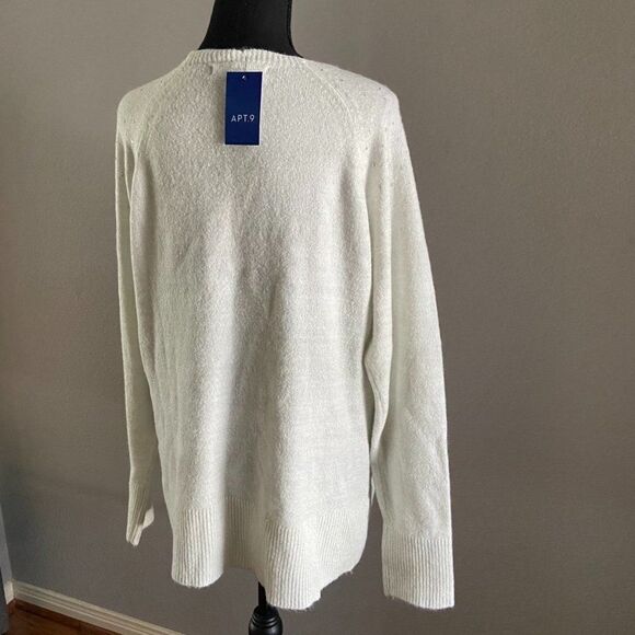 NWT APT.9 White soft cozy sweater Crew Neck Long sleeve Size XXL - Picture 4 of 12